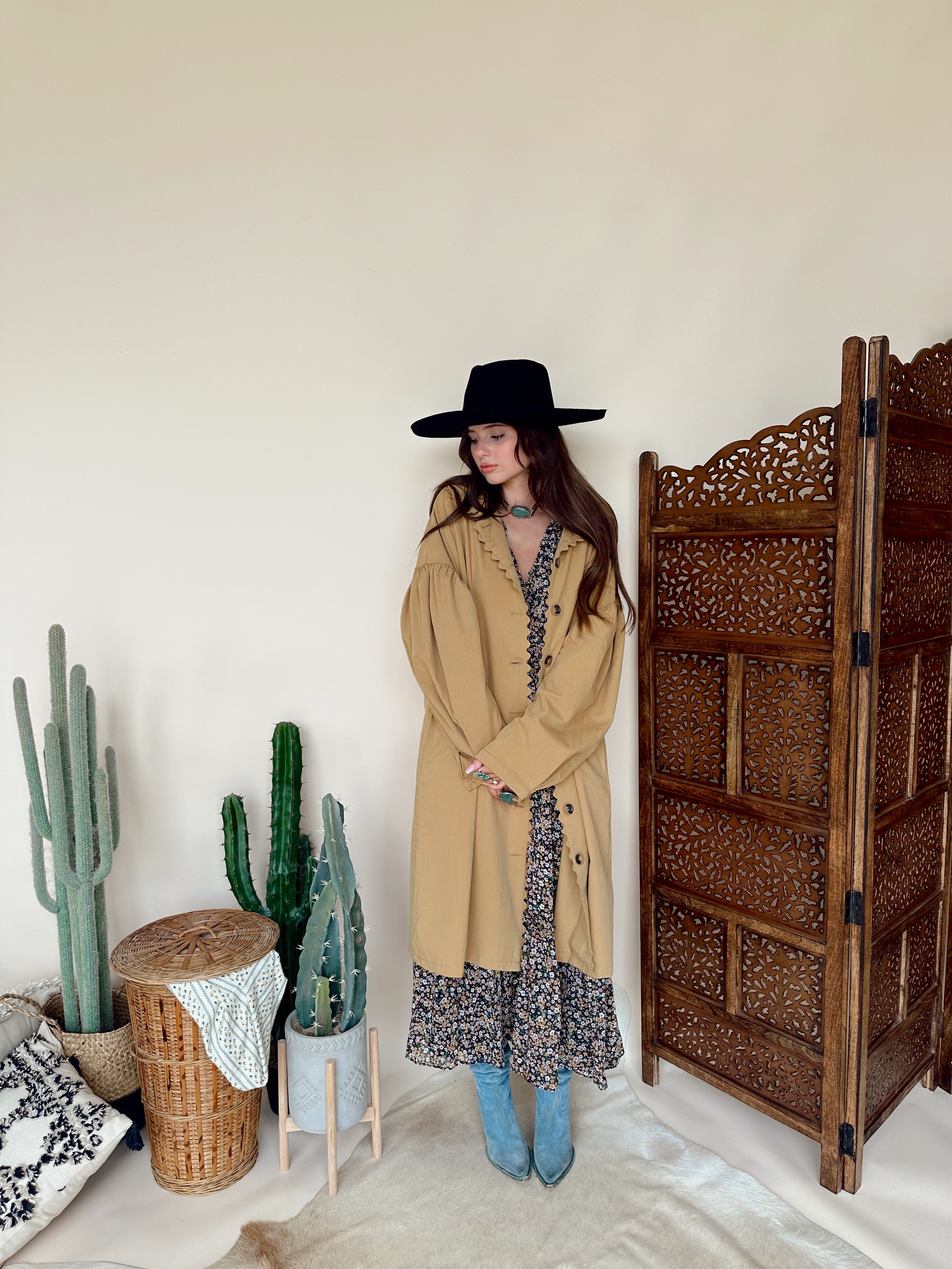 Mustard Seed Scalloped Trench Coat Western Gold